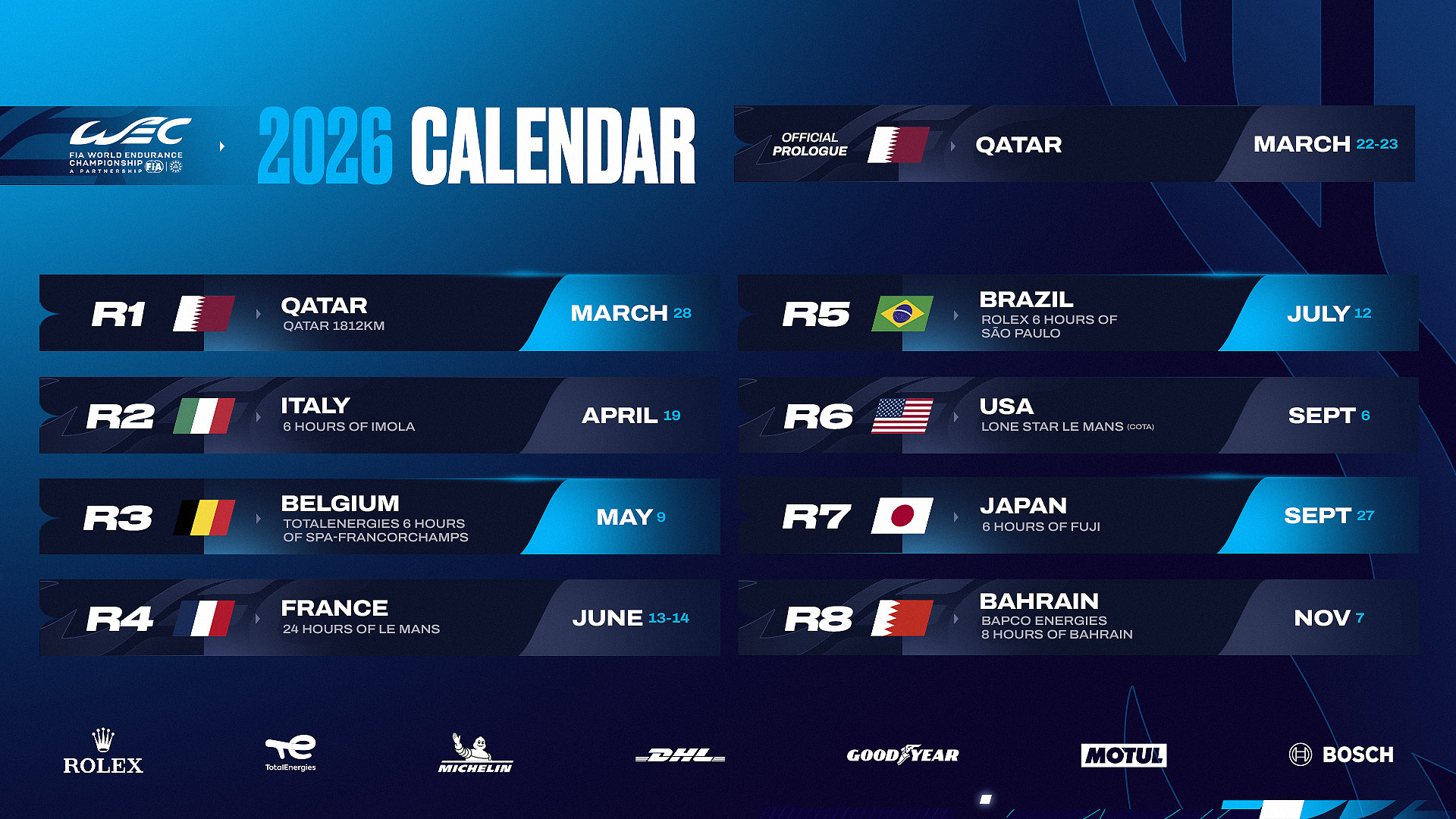 FIA WEC 2026 Calendar Revealed at 24 Hours of Le Mans