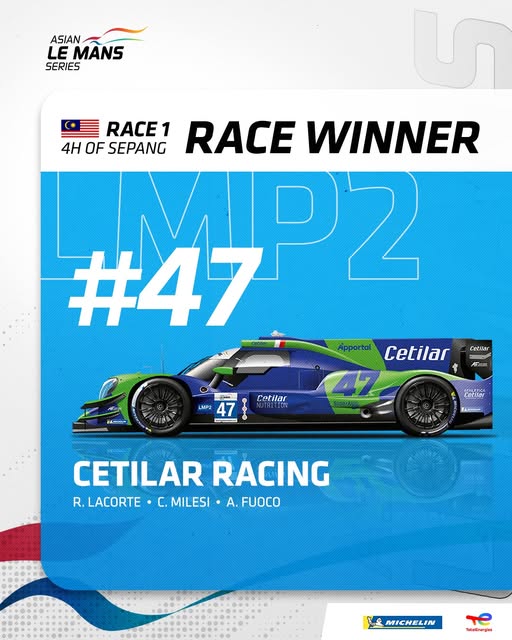 Cetilar Racing Wins Race 1 at ALMS in Sepang